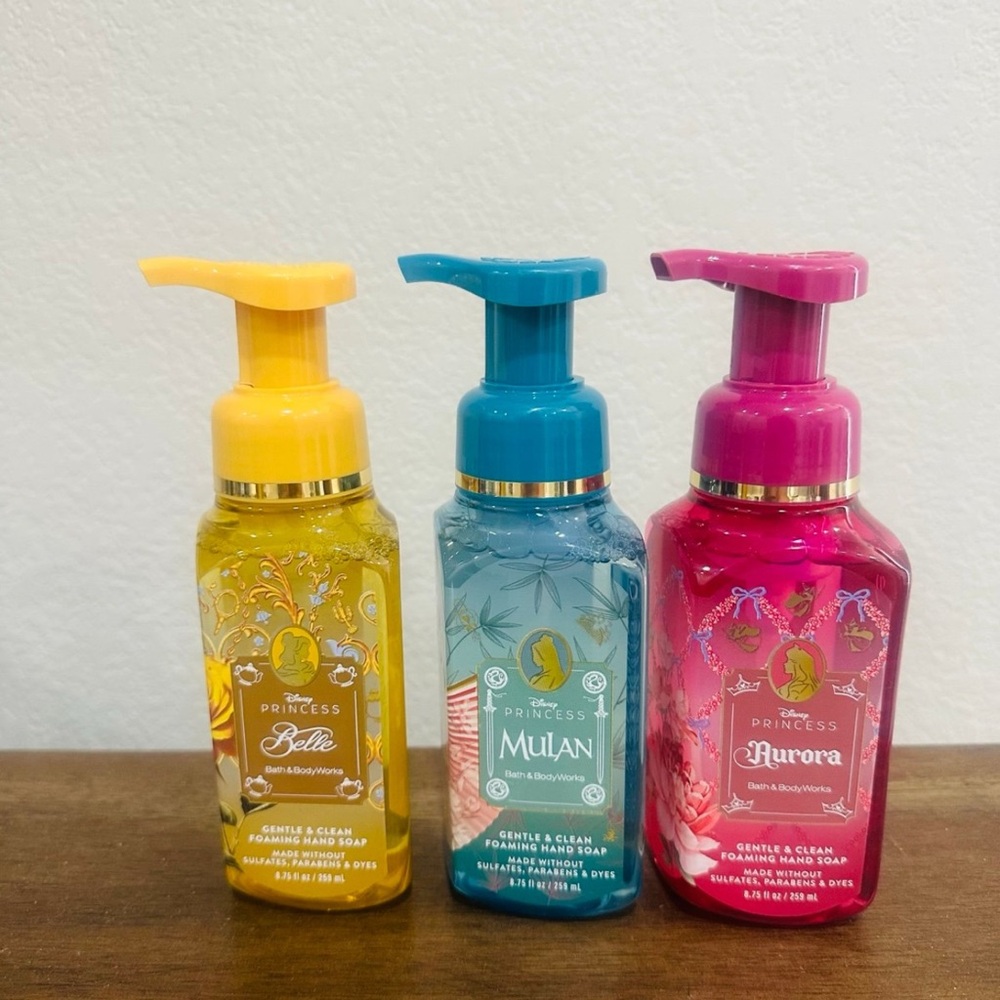 Bath & Body Works Disney Princess, Belle , Mulan, and Aurora foaming soaps set
